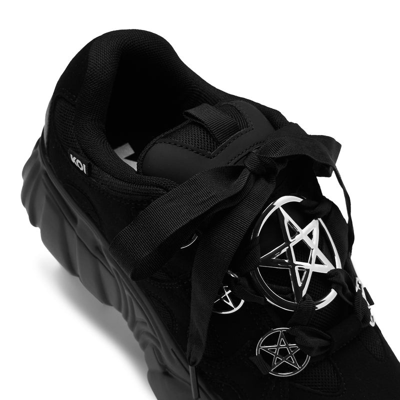 Necromancer Chunky Platform Trainers - Black - Detail