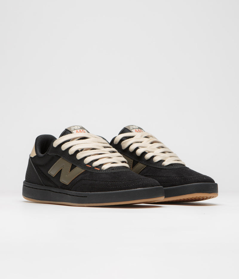New Balance Numeric 440 Shoes in Black and Olive / Gum