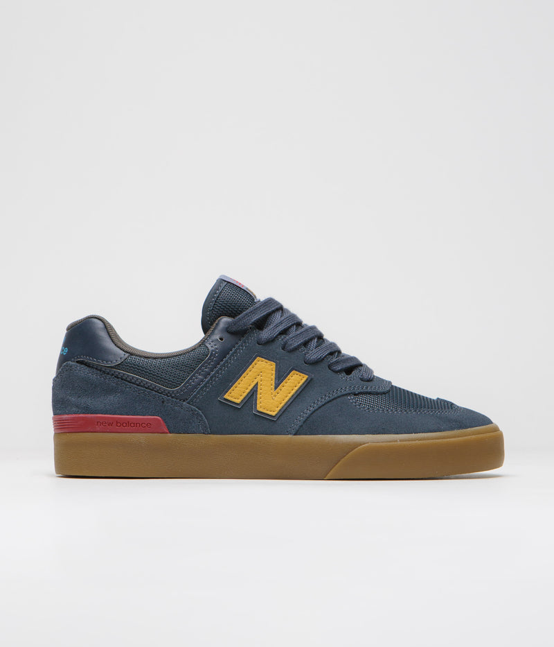 New Balance Numeric 574 Shoes in Blue Indigo and Gum