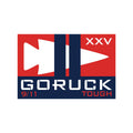 GORUCK 9/11 Tough event logo with arrowhead, Roman numerals XXV, and bold red, white, blue design.