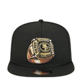 Black baseball cap with embroidered championship ring badge