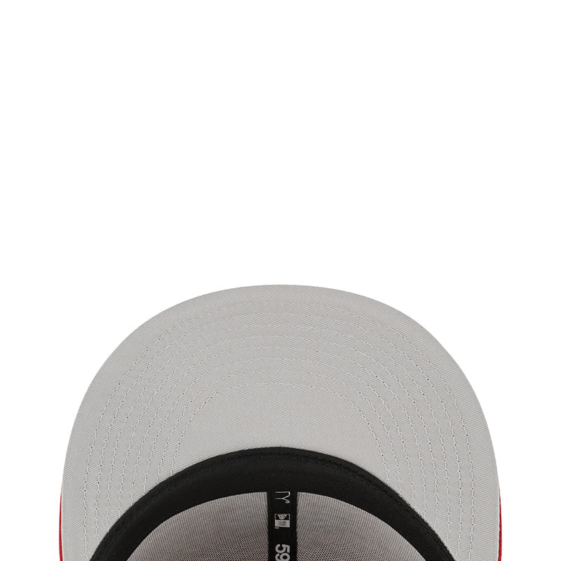 Light gray baseball cap with black underbrim and side logo detail
