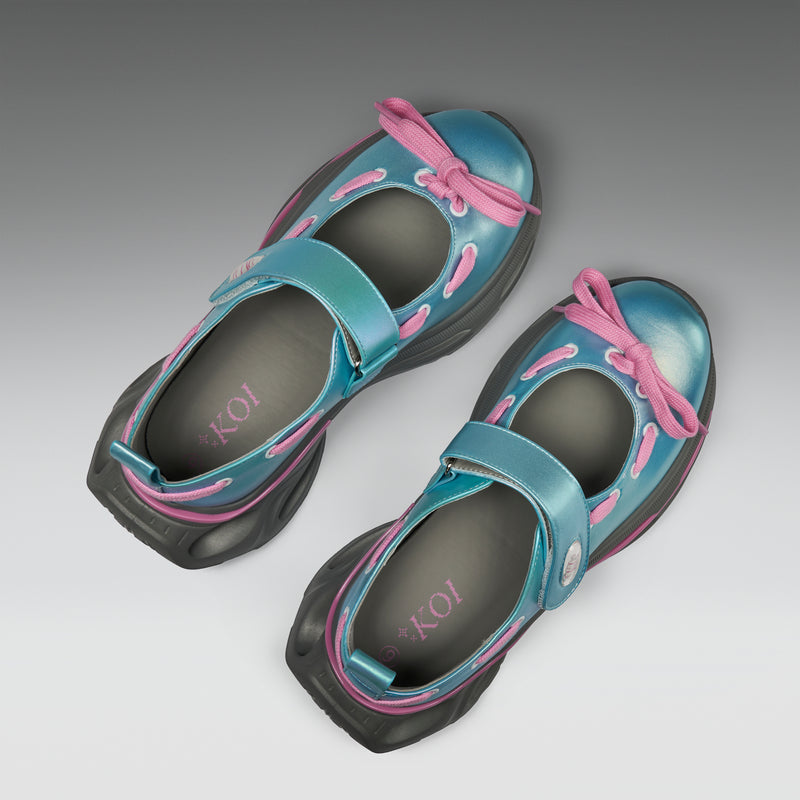 Ocean Waves Chunky Mary Janes top view