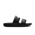 Women's black Nike slide sandals with two straps and textured footbed