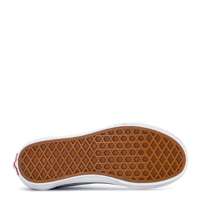 Kids low-top sneaker outsole view with brown waffle tread