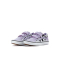 Kids' Old Skool V sneakers in soft purple with black cow-print accents and Velcro strap