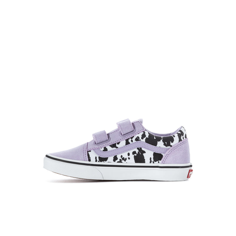 Kids' Old Skool V low-top sneakers in soft purple with black cow-print stripe and strap