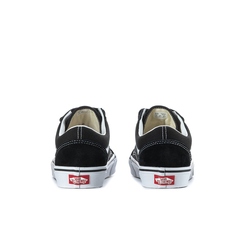 Vans men's low-top sneakers, back view with black heel and white stripe