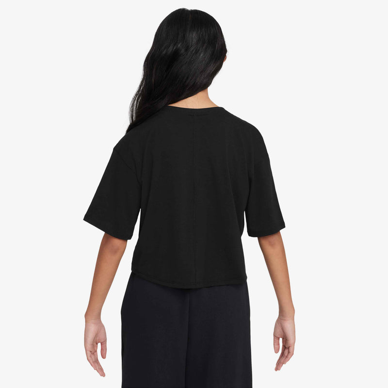 One Relaxed Older Kids' (Girls') Dri-FIT Short-Sleeve Top in Black/White