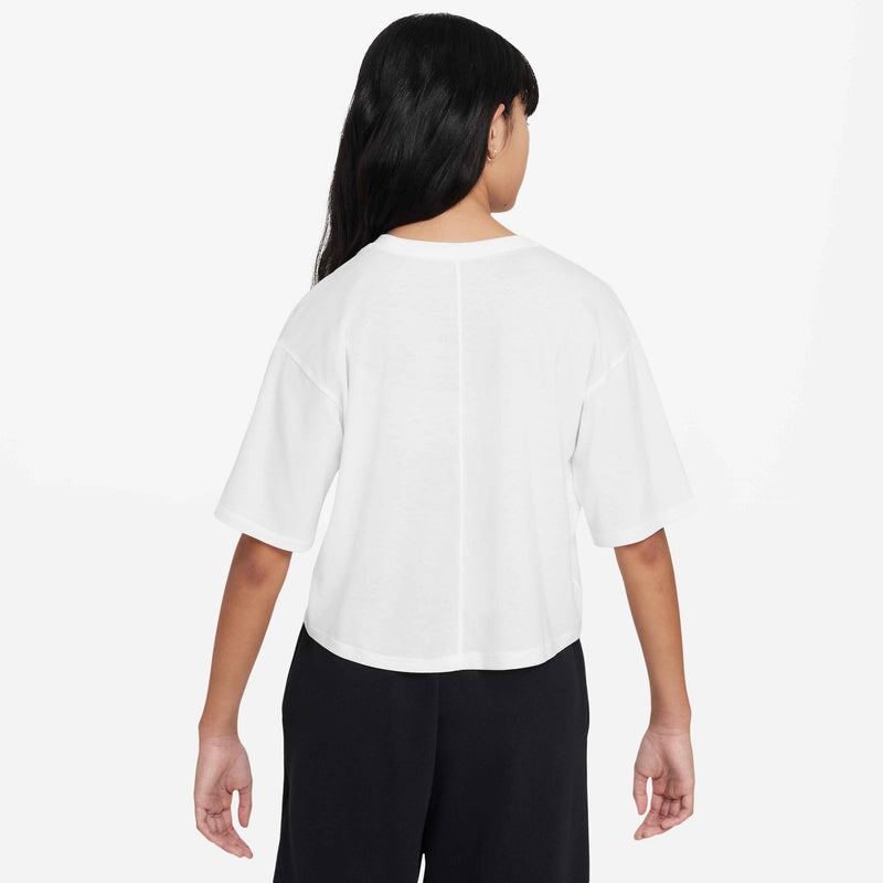 One Relaxed Older Kids' (Girls') Dri-FIT Short-Sleeve Top in White/Black