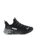 Kids black knit slip-on sneaker, PUMA logo, stripe details, speckled midsole