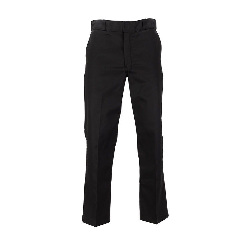 Men's black work pants with zip fly and belt loops