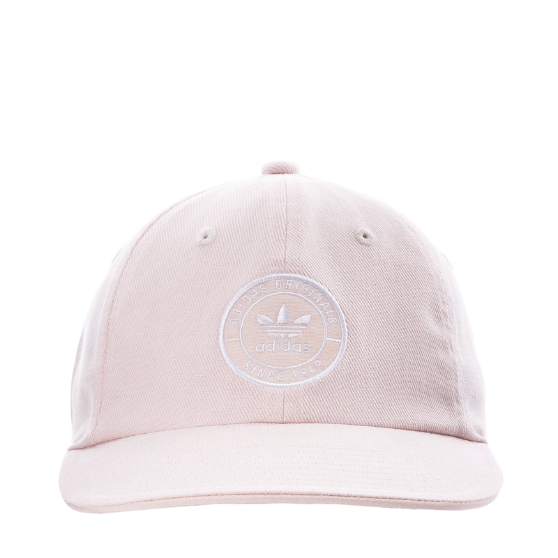Light pink Adidas relaxed strapback cap with circular logo at front