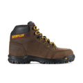 Dark brown steel toe work boot with lace-up closure and rugged tread sole