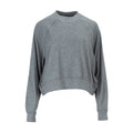 Charcoal heather oversized long-sleeve top, crew neck, ribbed cuffs and hem