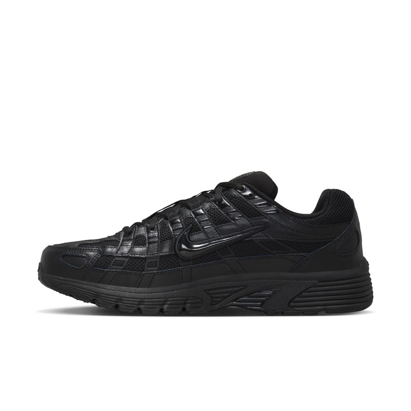 Men's black Nike running shoe with layered overlays, lace-up, and swoosh logo