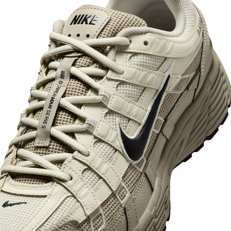 Men's Nike P-6000 SE sneaker upper, beige mesh with laces and black Swoosh