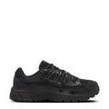 Black lace-up sneakers with mesh upper, chunky sole, and Nike side logo