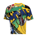 Men's multicolor boxy graphic crewneck T-shirt with short sleeves and ribbed collar