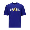 Men's blue crew-neck T-shirt with Brazil logo and Jumpman-style graphic