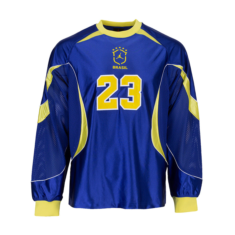 Men's goalie jersey, royal blue with yellow trim, BRASIL crest and number 23.