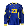 Men's goalie jersey, royal blue with yellow trim, BRASIL crest and number 23.