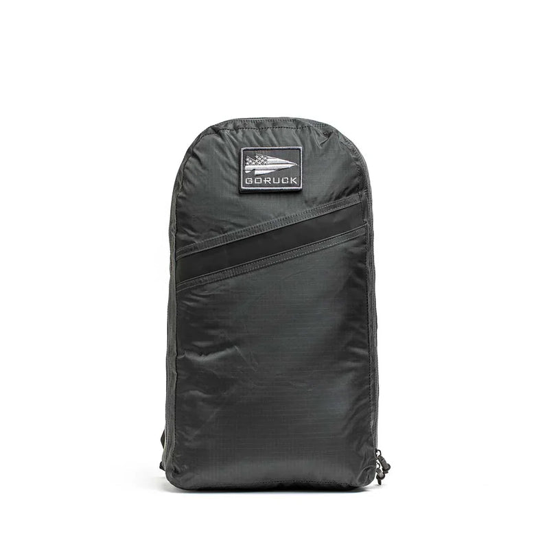 GORUCK Packable Bullet 15L rucking backpack in Armor Grey, front view on white background