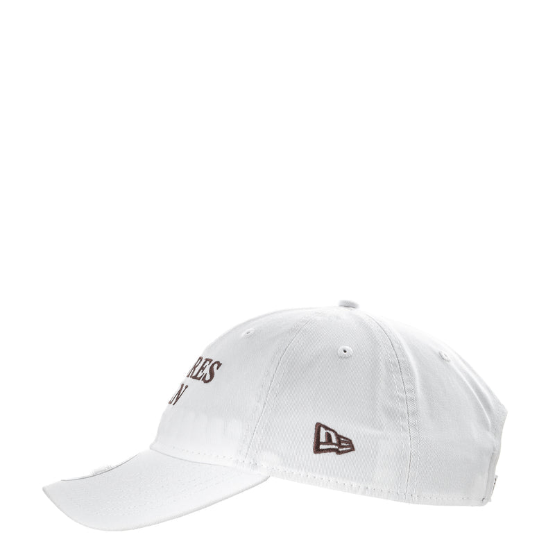 White baseball cap with New Era logo and partial Padres lettering on side