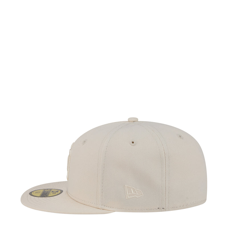 Light cream baseball cap, front view with raised flag-style logo