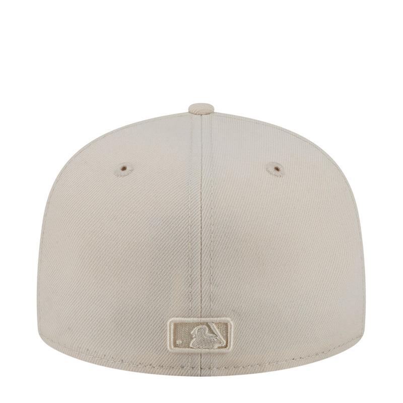 Light cream baseball cap with tonal embroidered logo patch at center back