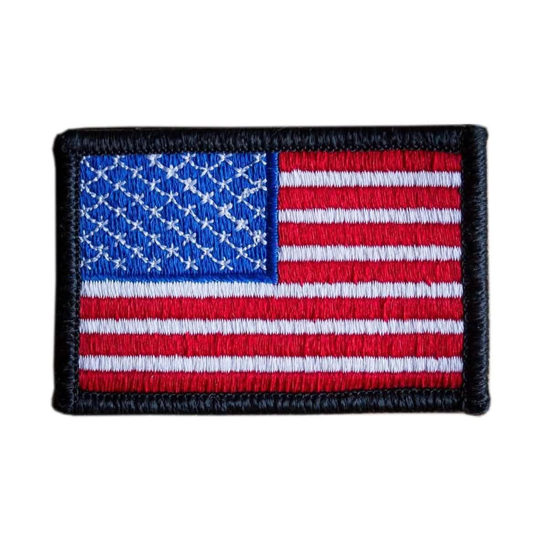 Embroidered American flag patch with black border, GORUCK rucking gear accessory