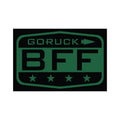 GORUCK BFF patch in green and black with stars, durable rucking gear accessory