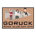 GORUCK Ruck Club Day Off patch with three people illustration on tan background