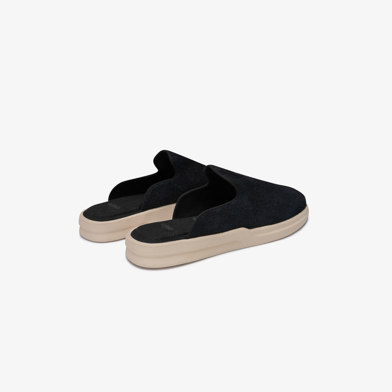 Pelli - Jet Black Hairy Suede / Shortbread