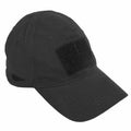 GORUCK black tactical hat with front Velcro patch and curved bill, angled side view