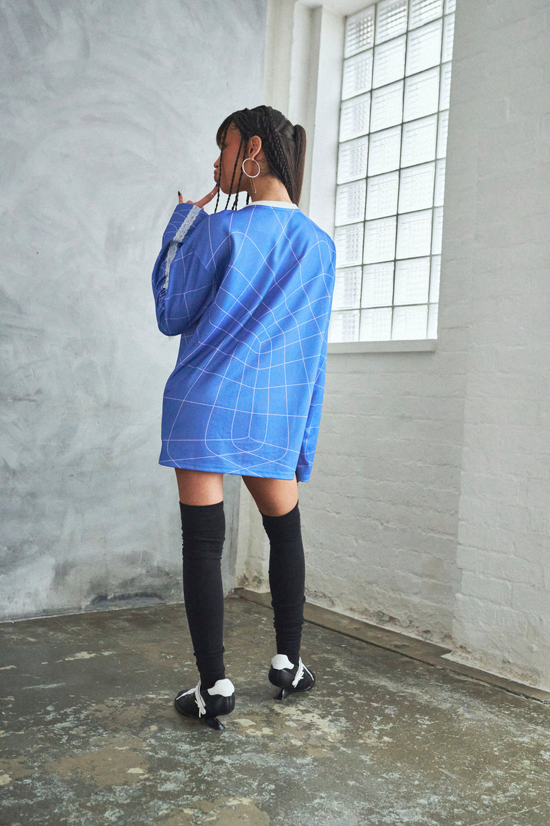 Model wearing Pitch Please Oversized Shirt Dress - Navy