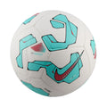Pitch training soccer ball, white with teal geometric panels and red Nike-style swoosh