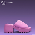 Playset Days Chunky Heeled Mules- Pink - Right View