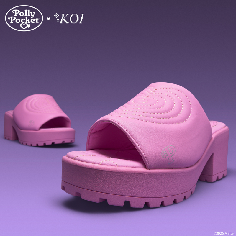 Playset Days Chunky Heeled Mules- Pink - Left Focused