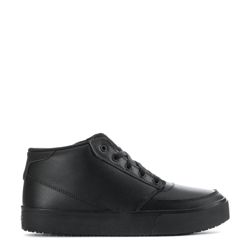 Men's Poppy SR lace-up high-top shoes in black leather, padded collar, rubber sole