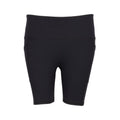 Women’s black high-waist bike shorts, smooth fitted design with wide waistband