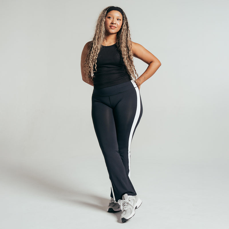 Women's black ribbed power tank top, fitted sleeveless