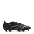 Black men’s FG soccer cleat with blue stripe accents and textured upper