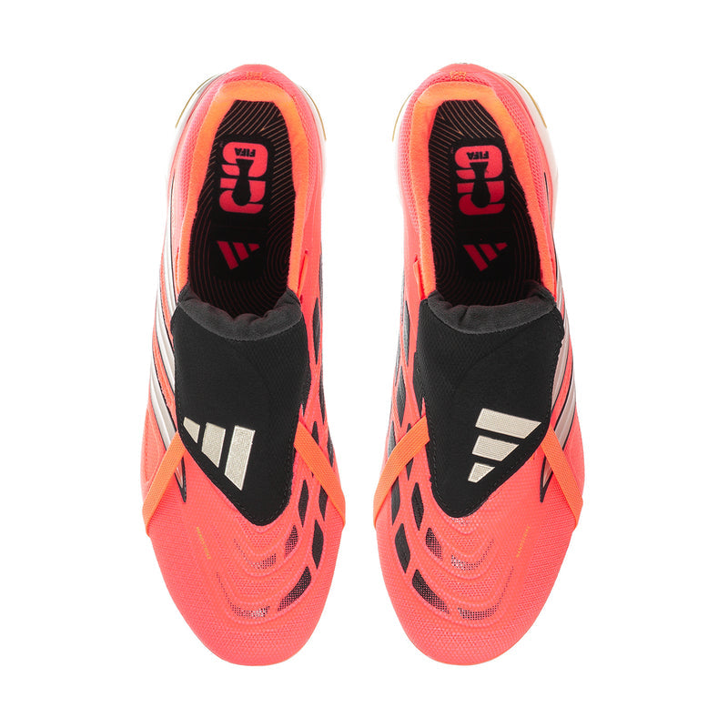 Pair of men's FG/MG cleats, pink toe with black inner lining and white logos