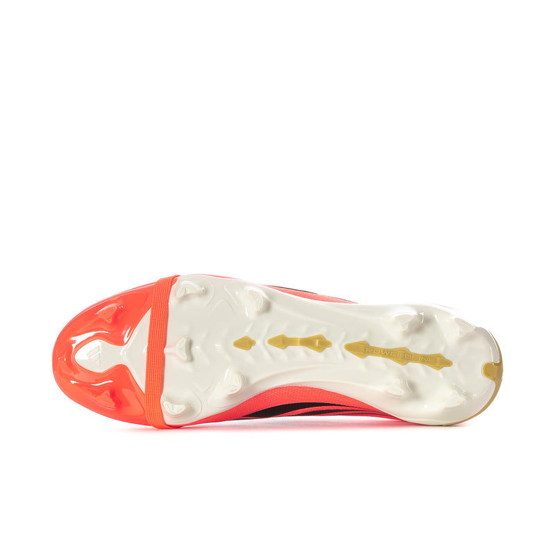 FG/MG soccer cleat outsole, white stud plate with pink/orange heel section