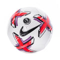 White mini soccer ball with red and purple geometric graphics and Premier League logo