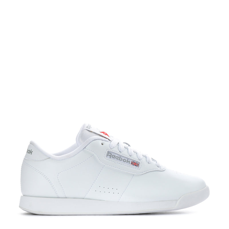 Women's white wide sneakers with side logo and lace-up front