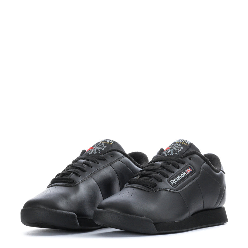 Black Reebok Princess Wide women's low-top sneakers, front lace-up view