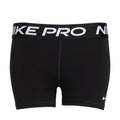 Black Nike Pro 3-inch womens compression shorts with waistband logo