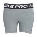 Smoke grey Nike Pro 5" bike shorts with black logo waistband and side swoosh